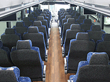 Seats inside a charter bus