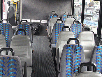 Seats inside a wheelchair accessible bus