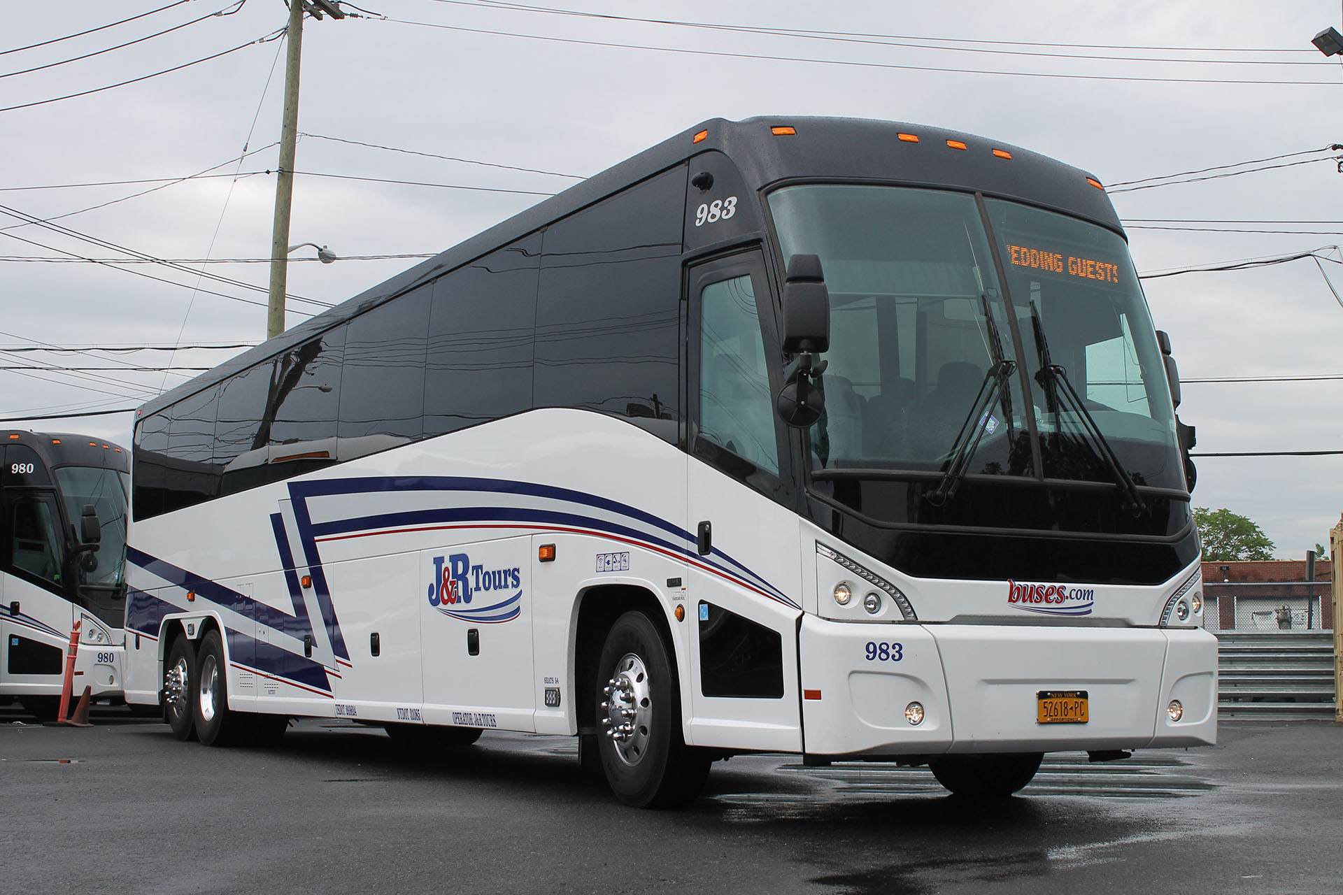 Front view of large motorcoach